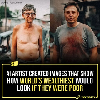 Another day, and another new creation by AI. As we all know artificial intelligence is taking the world by storm, so we’re seeing plenty of interesting AI art on the internet now. For instance, these images created by Gokul Pillai (@withgokul)  depicted what billionaires would look like if they lived in slums. The artist captioned the post as “Slumdog Millionaires,” and has seven of the wealthiest people in the world in it. Tap the link in our bio to take a look!