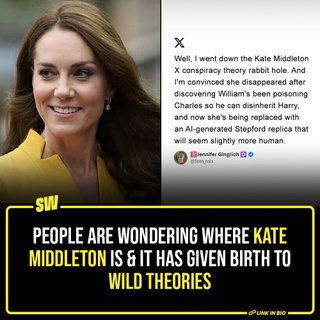 If you happened to have logged onto your phone or the internet today, you may have noticed that Kate Middleton's name was all over Twitter. The reason? Well, apparently the Duchess of Cambridge, Kate Middleton, has been missing since December. This has led to a great investigation (take this description with a grain of salt) by the internet folks about where she is. Twitterati is theorizing about the Duchess' whereabouts and they're not just theories anymore, they're conspiracy theories now.

From considering the possibility of her getting a BBL and healing from it and therefore not being seen in the public eye, to her being a Russian sleeper agent. There is a lot out there on the internet. Click the Link in Bio to take a look.

[Kate Middleton, Kate Middleton Theories, Kate Middleton Conspiracy Theories]

#SWEditDesk #katemiddleton #conspiracytheories