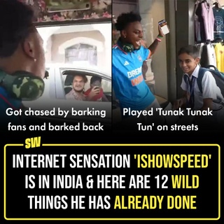 Indian fans who've followed 'IShowSpeed' and watched him go absolutely berserk at Daler Mehendi's 'Tunak Tunak Tun' while screaming 'Vyrat Kohli' to anything Indian were IN for a surprise on Thursday. The viral Internet sensation landed in Mumbai streets and strolled around wearing Kohli's jersey just ahead of #IndVsPak World Cup match on Saturday.

Click on the Link in Bio to see some really chaotic and WILD things Speed has already said and done within a day in India.

#SWEditDesk #ishowspeed #WorldCup2023