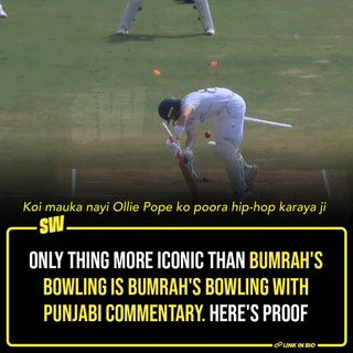 Jasprit Bumrah is undoubtedly a lottery ticket for the Indian cricket team. Be it picking up wickets with toe crushers or cleaning up batters with a confounding ripper, he is the epitome of hard work and skill packaged into a body with stealth of steel. He has proved time and again, just how important and crucial his presence is. 

He is one of a kind among the plethora of pace talent that India has harbored. He holds a special talent to trouble the top batters and crush not only their toes but their spirits too. Jasprit has always been a carrier of victory and this ongoing Test series against England has been no different. 

But have you ever had the pleasure to witness the brilliance of this Indian pacer with Punjabi commentary? Well, here you go.

Click the link in the bio to read more.

#SWEditDesk #JaspritBumrah #IndiaVsEngland

@aartisingh3