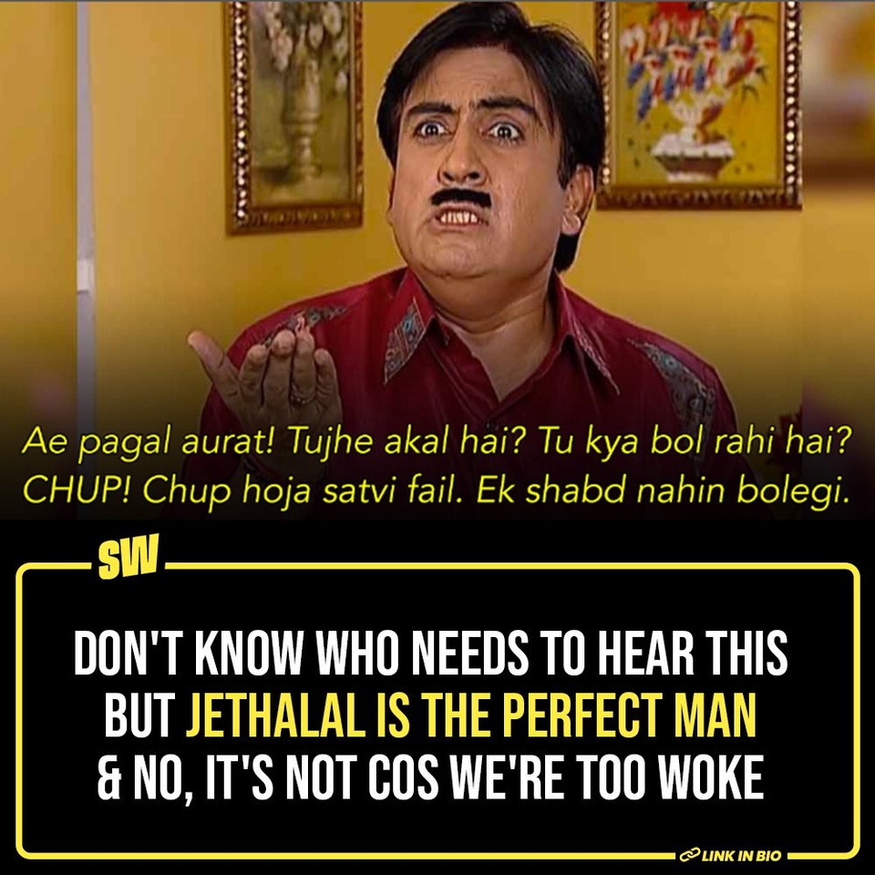A few trillion years ago, Asit Kumarr Modi's Taarak Mehta Ka Ooltah Chashmah went on air and changed the sitcom scene in India. The show chronicling the lives of Gokuldham Society residents stuck chords of Indian households and became a part of our daily lives. Every night, families huddled at dinner time, cackling as Jethalal belittled his wife Daya's antics in the 'funniest' way possible. 

So many people enthusiastically ramble about Friends being the greatest sitcom of all time. 'Timeless and iconic', they call it without realising we have something far more superior. Truth be told, TMKOC is actually a 'family-friendly' Friends. Everyone in Gokuldham is a friend. We have Abdul for Gunther. The show is celebrated to this date. HELL, it's still on air cracking similar jokes despite half of its original cast having walked out for whatever reasons. Okay, the reference is a tad bit exaggerated, but it's something.

At the heart of everything is the eventful life of Jethalal, whose wife hasn't returned from Ahmedabad for 6 years now. There must be a reason why Jethalal continues to be the beloved character he is, why he's celebrated to date. In fact, he's taught us so many things without being preachy. They tell us we shouldn't take fiction so seriously, so we aren't. Here's unseriously why Jethalal is actually progressive. Click the Link in Bio.

#SWEditDesk #Jethalal #TMKOC