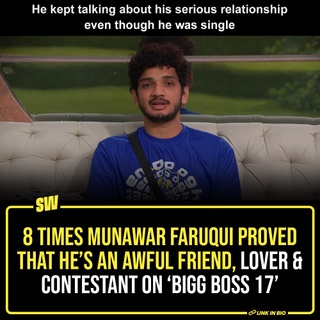 In the last 16 seasons of 'Bigg Boss', we witnessed many new bonds being made and broken, as some contestants, who gave all they had to their relationships in the house, got nothing but betrayal in return.

In the current season too, many housemates showcased their loyalty and warmth towards Munawar Faruqui, only to be betrayed in the end. The comedian was loved for his calm and quiet behavior for the initial few weeks of the show. However, the audience saw his other side when his ‘friends’ started calling him out.

In the article below, we listed all the instances that prove he’s not just a bad contestant, but is also a terrible friend.

Click the link in the bio to read more.

#SWEditDesk

@aaliyahjainx