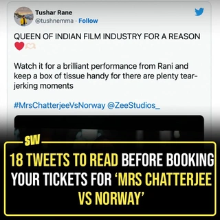 Mrs Chatterjee Vs Norway, a heartbreaking tale of a mother who fights for her children in an unknown land, made us bawl like a toddler with its trailer. And now, the movie has been finally released and has hit the movie theatres. Based on true events and is indeed based on real-life a couple named Anurup Bhattacharya and Sagarika Bhattacharya.
So, if you are in two minds and are wondering whether to give it a go or not, tap the link in our bio to read some tweets to help make your decision.