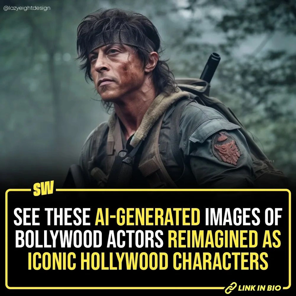The artificial intelligence (or, AI) generated image trend has picked up momentum. Several artists are sharing the stunning artworks that they have created with the use of AI. Jumping onto the bandwagon, an Indian design company has come up with a series of AI-generated images that reimagine popular Bollywood actors as iconic Hollywood characters. Taking to Twitter, Lazy Eight (an Indian design studio) shared a series of artwork where Bollywood actors were seen as characters from iconic Hollywood movies. They shared a series of six images. Tap the link in our bio to take a look!