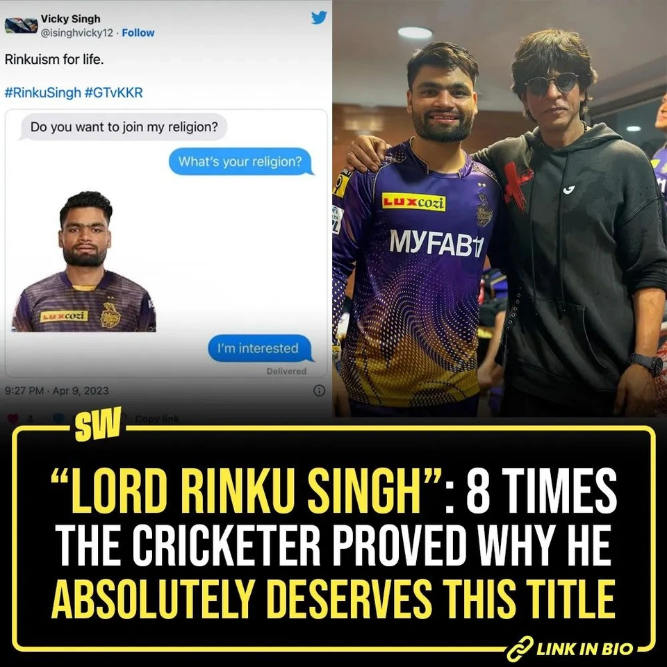 Rinku Singh, who took the entire nation by storm as he slammed five consecutive sixes with five balls, scripted history with his power-packed performance last night.
And, his exceptional game earned him a new moniker – Lord Rinku Singh. 
Now that this terminology has been going viral, here are the times when the cricketer proved how he’s the rightful owner of the ‘lord’ title. Tap the link in our bio to take a look!