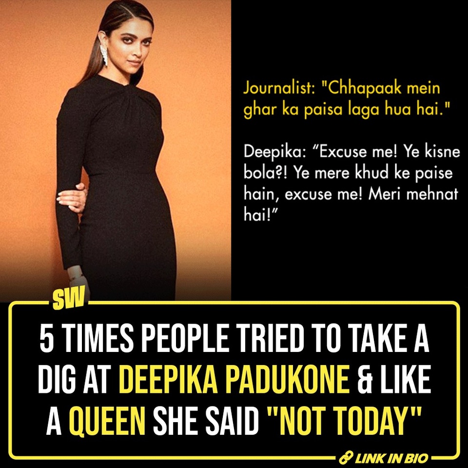 Without a doubt, Deepika Padukone is one of our most talented and brilliant actors in recent times. Be it her bold choices in movies or raising her voice for the right causes, she has made a home in our hearts with just her existence. 

However, one thing that stands apart about the actor is her undefeatable sass and badass statements during her interviews. We've got proof.

#SWEditDesk #DeepikaPadukone