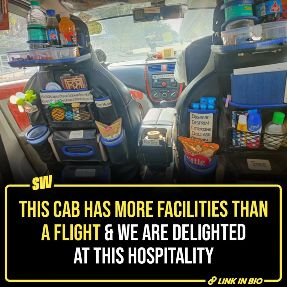 In another episode of dilwalon ki Delhi, this cab driver is being praised for his generous hospitality. His regular cab isn't just a cab but actually a well-thought out ride that takes care of all your needs. Tap the link in the bio to read what makes his car so special, that people are comparing it to flights!

✍️: @notsopreet

[Delhi, Cab, Uber, Hospitality]

#SWEditDesk