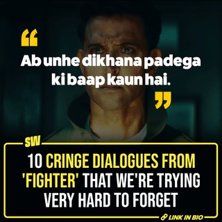 I finally watched Siddharth Anand’s Fighter that has been the talk of the town ever since it was announced. I’d say, well, it wasn’t an easy ride. Just like the director’s last few movies, this one was also packed with action, drama and misplaced dialogues. 

While some scenes were okay, the dialogues were hyper-nationalistic and cringe. Don’t believe us? Take a look and see for yourself! 

#SWEditDesk

@aaliyahjainx