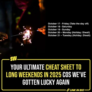 If you’re someone who missed vacations in 2024 due to poor planning, 2025 is the year to level up your getaway game! Whether you're itching for a quick weekend road trip or cosy weekend rewind binge-watching movies, we have done the homework for you. Here is the ultimate guide to help you hack those holidays to travel, relax, and create unforgettable moments. Tap the link in bio to get the dates straight. 

@notsopreet

[2025, New Years, Travel, Holidays]

#SWEditDesk