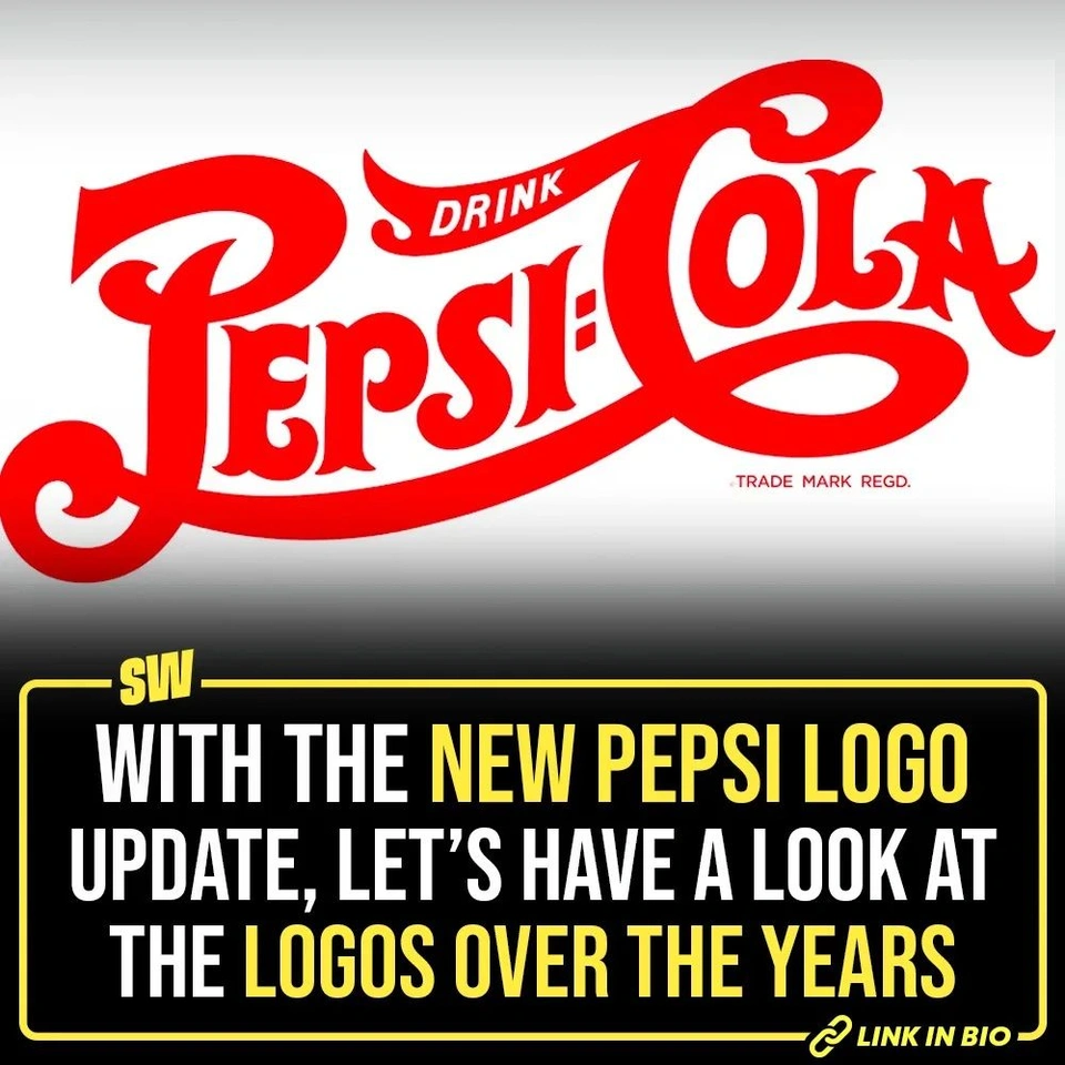 Pepsi has changed its logo again and it is getting mixed responses on the internet. But this is not the first time this over 100-year-old company has done that. Pepsi's logo has changed 15 times since it changed its name from Brad’s Drink in 1898.
Tap the link in our bio to take a look at all the Pepsi logo changes throughout the years.
