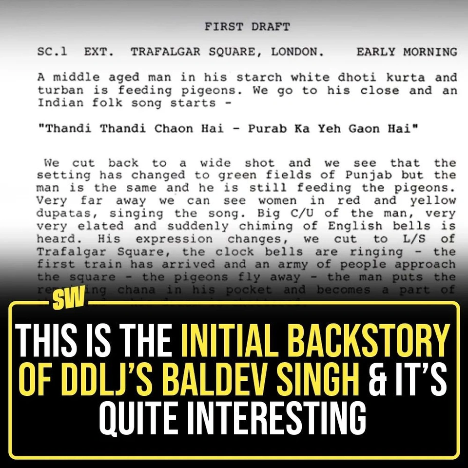 Netflix’s The Romantics, the latest docuseries on YRF, revealed the character’s unfortunate past with a snippet from the movie’s original script.
The image of the script mentions that he was a farmer in Punjab, India and he had to fly to London because of some reasons and also gave a reason for his anti-social behaviour.

To know the full back story, tap the link in the bio!