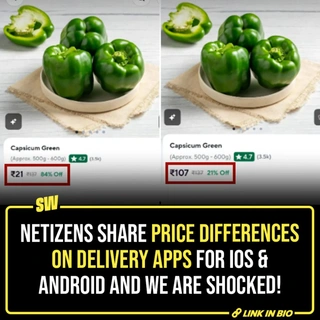 If you are an iPhone user - chances are you are paying more for your groceries. Two people ordering the same items from the same location could end up with very different bills, just because of the phone in their hand. This isn’t just bad luck—it’s part of a growing pattern identified by multiple users where delivery apps are quietly charging users differently depending on the device they use. Tap the link in the bio to find out the price differences that users have identified and if you are also getting tricked by these patterns.

✍️: @notsopreet

[Delivery apps, Zepto, Instamart, Blinkit, Quick Commerce]

#SWEditDesk