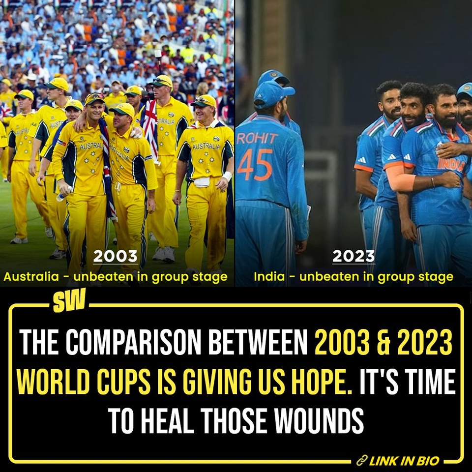 After seven weeks of exciting matches, India and Australia are battling it out at the Narendra Modi Stadium in Ahmadabad this Sunday. On one hand, we have India which has won all ten matches in this World Cup. On the other, we have the Australian team that has won the Cup five times. This isn’t the first time both the cricket giants are facing each other in the finals. This match takes us back to 2003. 20 years ago, we had India and Australia battling it out for the World Cup. Despite all the struggles, the men in blue managed to reach the finals. We kept winning back then but it just did not work out. The match left many Indians heartbroken.

Google India shared a tweet that mentioned the similarities between 2003 and 2023. The stats shared by them has gone viral on social media.

#SWEditDesk #WorldCup #WorldCup2023 #IndiaVsAustralia #IndVsAus