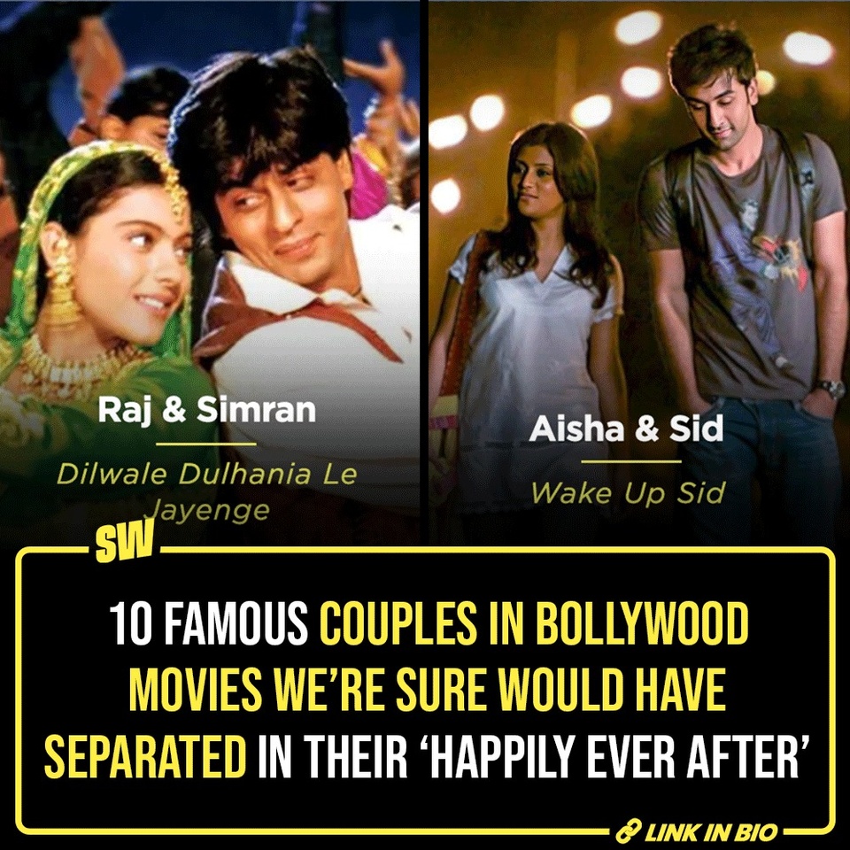 Over the years, many Bollywood romantic movies have culminated, giving an impression that, after their highly sought-after union, the lead pair lived their happily ever after. This hypothesis is made in complete denial of realism, which, again, is often missing in romantic Hindi films. 

You see, we’ve seen endless toxic relationships, vindicating the most obnoxious traits like stalking, obsessing, and abandoning a personal sense of self, masked as ‘true love’ in Hindi cinema. 

So, because we often do things for no reason, today, we thought about couples who wouldn’t have passed the test of time in real life. Given their relationship being doomed to begin with, they would have separated or filed a divorce in the phase Bollywood often refers to as a Happily Ever After.

Click the Link in Bio to check them out.

#SWEditDesk #HappilyEverAfter #bollywood 

✍: @sabharwalvas