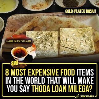 If you pay an enormous amount of attention to the right side of a food menu, then you aren’t the only one. Most middle-class diners end up glancing at the rate before ordering any dish outside. The prices of food items keep reaching sky high and we can just crib about it ‘coz our bank account doesn’t allow more than that. Forget ordering food items, ab toh cafes and restaurants mein ek paani ki bottle bhi ₹100 ki aati hai. Achche din, they said and we believed.

?click the link in bio to see more such expensive foods

#SWEditDesk #MostExpensiveFoods #Food #Viral
