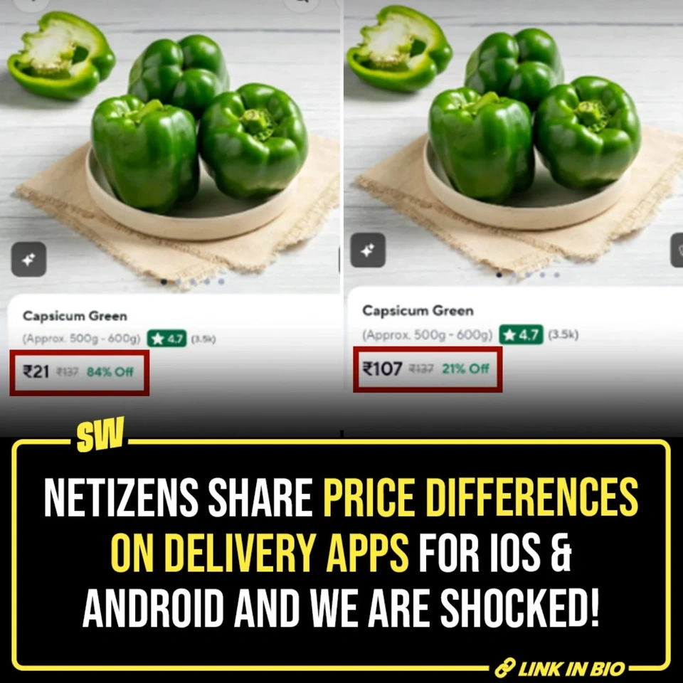 If you are an iPhone user - chances are you are paying more for your groceries. Two people ordering the same items from the same location could end up with very different bills, just because of the phone in their hand. This isn’t just bad luck—it’s part of a growing pattern identified by multiple users where delivery apps are quietly charging users differently depending on the device they use. Tap the link in the bio to find out the price differences that users have identified and if you are also getting tricked by these patterns.

✍️: @notsopreet

[Delivery apps, Zepto, Instamart, Blinkit, Quick Commerce]

#SWEditDesk