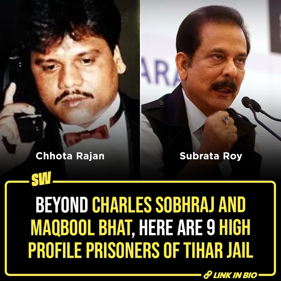 If you are asked to name one jail in our country, I am sure most of you will first take the name of Tihar. In the recent Netflix show ‘Black Warrant’, you must have seen many infamous inmates like Charles Sobhraj and Maqbool Bhat being played by actors on screen. However, the prison situated in our national capital has held captive many accused and convicts of several high-profile and notorious crimes. Click on the link in the bio to read the list of 9 of such people.

@soumyasekhardas

[ Black Warrant , Tihar , Jail , Prison ]

#SWEditDesk
