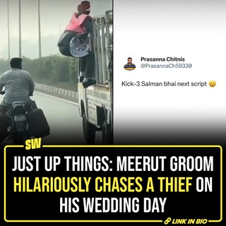 How far will you go for love - and money? A groom in India’s Meerut city had his priorities clear, leaving his own marriage midway for chasing after a thief. Reportedly, he nicked away some notes from the groom’s money garland and sped off in a vehicle. What happened next, was straight out of an action film, with him literally risking his life to catch the robber. Was the heroic groom able to avenge this injustice? Click the link in the bio to find out.

@parulrajwanshi

[ UP , Groom , India , Thief , Marriage ]

#SWEditDesk