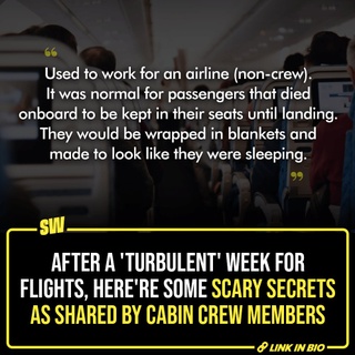 A lot has been happening in the aviation industry these days. Clearly, flights are not for beginners because anything could happen…ANYTHING. We live in times where we trust trains more, solely because they’re a lesser threat. These are dark times. So, like any normal person, I spiraled into thinking about possible dark secrets of airplanes – what happens when we’re not watching. And guess what? These trust issues paid up because we know NOTHING.

Click the link in the bio for some secrets from airplanes, shared by flight attendants.

#SWEditDesk

@manyailawadi