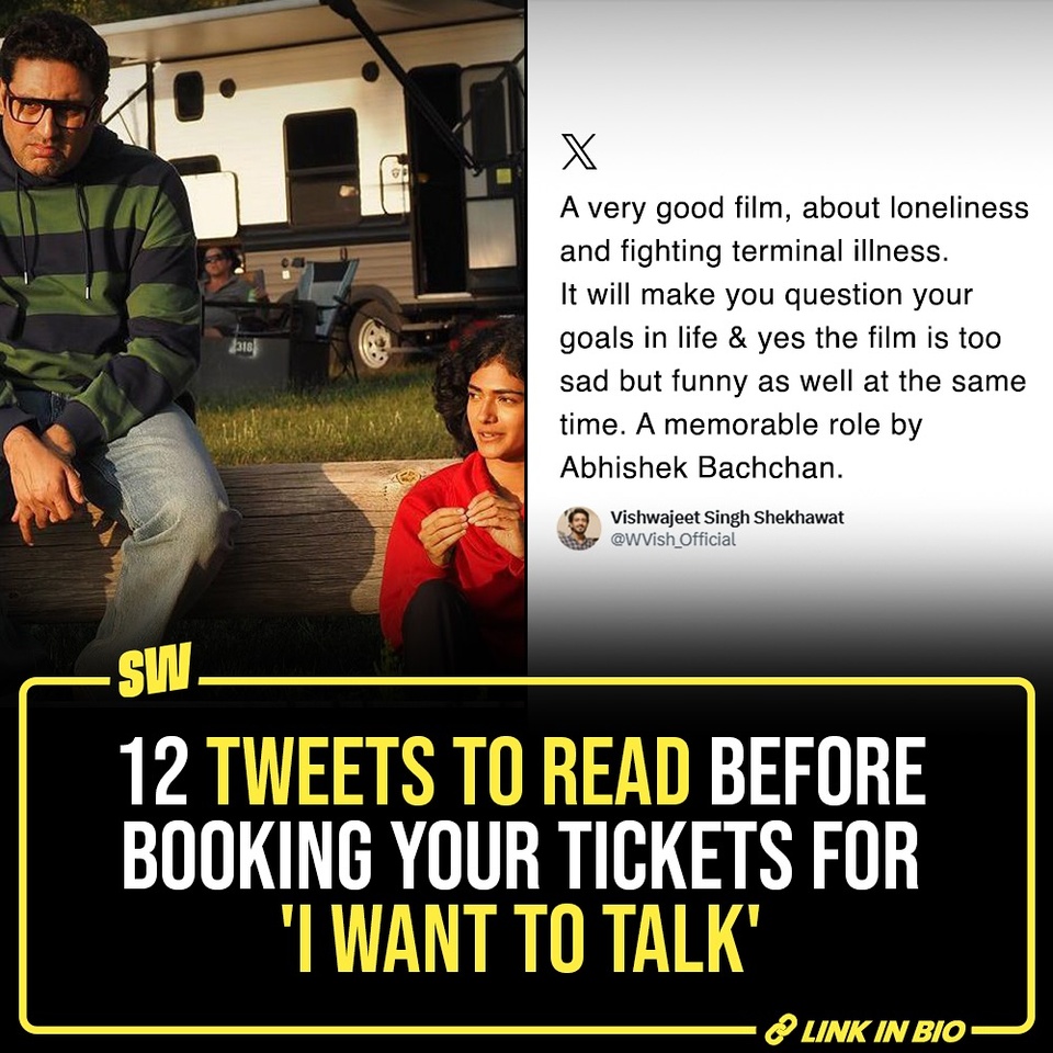 Directed by Shoojit Sircar, ‘I Want To Talk’ stars Abhishek Bachchan and Ahilya Bamroo as father and daughter. The plot revolves around the intricate relationship between a parent and their child through the turbulence of disease, family dynamics, and personal struggles.

Click the link in the bio to read the reviews of ‘I Want To Talk’.

[Abhishek Bachchan, Ahilya Bamroo, I Want To Talk, Shoojit Sircar]

#SWEditDesk
