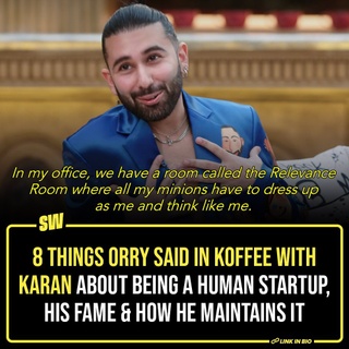 The omnipresent Orry made an appearance in the concluding episode of Koffee With Karan S8, right before the Koffee awards. Karan Johar introduced him as the ‘terminally online’ someone who is ‘so loved but misunderstood’. While he was invited to retrospect on the passing season, a significant chat involved discussing Orry as a social media phenomenon.

Johar quizzed him about his rise to fame, his omnipresence, and how he maintained his brand. Naturally, Orry had answers for everything. 

Click the Link in Bio to check out some of the things he talked about his personal brand.

#SWEditDesk #KoffeeWithKaran #karanjohar #orry 

✍️: @sabharwalvas