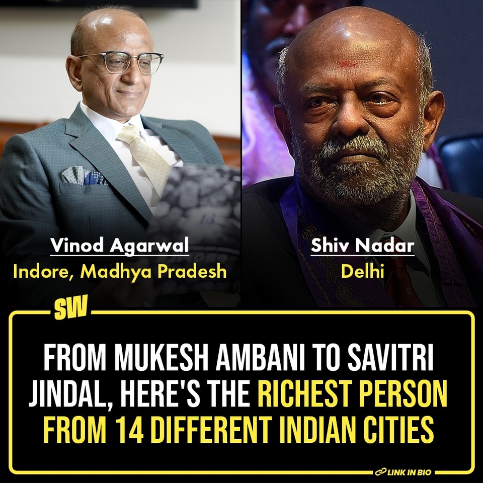 The world belongs to Ambanis and the Tatas, we just happen to live in it. A 2021 report by Oxfam revealed the richest 1% of India own over 40% of our country's total wealth. Can you imagine the amount of money they make? A couple of lakh times our annual incomes, maybe. India is home to 169 billionaires, according to the Forbes' 2023 World's Billionaires list. But do you know which billionaire hails from your city?

Click the Link in Bio to check out the richest persons from 14 different Indian cities. Let us know the richest person from your city in the comments below.

#SWEditDesk #RichPeople 

✍: @sabharwalvas