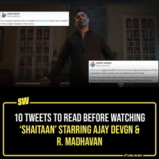 Ajay Devgn and R. Madhavan starrer Shaitaan released on Thursday, and it looks like the film lived up to its promising trailer. Vikas Bahl’s directorial is a supernatural thriller, and a remake of a Gujarati film titled Vash.

A sinister individual, played by Madhavan, enters the life of a family and wrecks their happiness. He uses black magic to manipulate their daughter, reducing her to a mere puppet, while tormenting her to obey all his orders, like eating powdered tea, entertaining him, and even hitting his father, played by Ajay Devgn.

People had an array of opinions, ranging from underwhelming remake to oustanding performances.

Click the Link in Bio to check them out and sort your weekend plans.

#SWEditDesk
