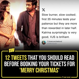 The trailer for Merry Christmas had already left all of us quite intrigued, and now that the film is in theatres, audiences have a lot to say – mostly good things. Directed by Sriram Raghavan, the film stars Vijay Sethupathi, Katrina Kaif, Radhika Apte, Sanjay Kapoor and Vinay Pathak, among others.

#SWEditDesk