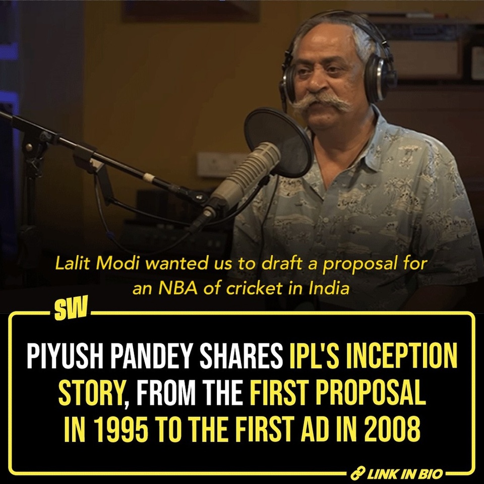 It’s finally THAT time of the year. The curtains will be raised over the 17th edition of India ka Tyohaar, the Indian Premier League (IPL) this Friday. And we can’t wait to be glued in front of our screens or cheer our lungs out in the stadiums for all the sixes into the stands, the fierce rivalries, and the nail-biting finishes. 

But before this Manoranjan ka Baap starts this week, let’s hear the story of its inception from Piyush Pandey, the adman who has been an integral part of this mega event. 

Click the Link in Bio to read on.

#SWEditDesk @soumyasekhardas