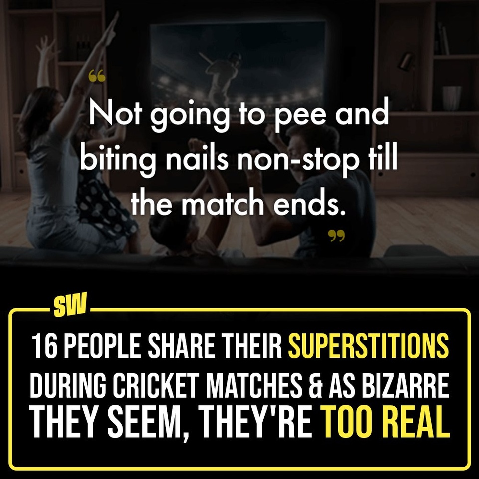 With the emotional investment that goes into watching cricket, it’s very natural that we form our theories about how we could win the match. And sometimes, these theories go beyond the players, and we take fate is in our own hands.

One wrong move from us and our favorite players can get bowled out, our team can lose the match, or worse, our team can be ousted from the World Tournament. Well, not to jinx or anything, but with the World Cup here, we looked at some of the superstitions fans have previously shared, and they are hilarious!

Click the Link in Bio to check them out.

✍: @sabharwalvas 

#SWEditDesk #IndVsSA #WorldCup #CrictekSuperstitions