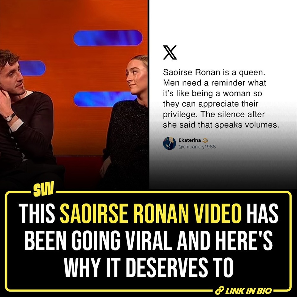 In a recent episode of The Graham Norton Show, Saoirse Ronan gave a befitting reply to a joke cracked by the male actors on the talk show. The internet is applauding for her short yet silencing reply on a stage shared by Eddie Redmayne, Paul Mescal, and Denzel Washington.  Click the link in the bio to read what was her reply and how the internet reacted to it.

@notsopreet 

[Saorise Ronan, Paul Mescal]

#SWEditDesk