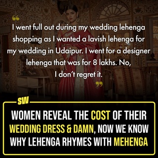 From having a ball during massive celebrations and ceremonies to being emotional about the new life that awaits her, there are numerous feelings that a woman goes through during her wedding. There are a lot of responsibilities too, and one of them is buying the wedding dress. It takes time and patience to wait and pick the best bridal outfit to don on the wedding day. While some choose to be the ‘main shaadi karungi, toh designer lehenga pehan ke hi karungi’ bride, several others choose to be the 'minimal bride'. Today, we asked women to reveal the cost of their wedding dresses and the answers were quite interesting. Click the link in the bio to take a look.