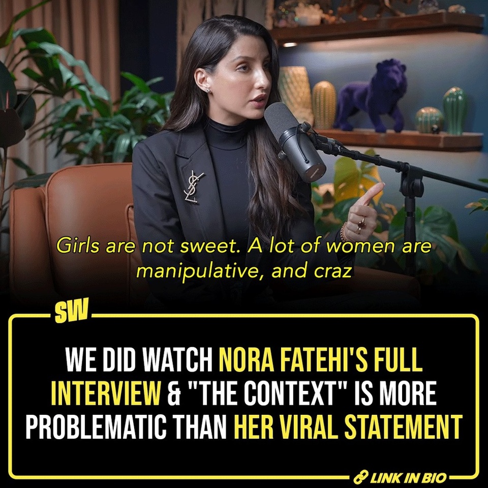 Every once in a while, someone famous decides that feminism is a bad idea, and gives our already regressive society a way to shame people who are constantly fighting for equal rights. Recently, Nora Fatehi’s opinion on feminism had a similar effect. The actress talked about women wanting equal rights, and how, according to her, that is just ‘extreme’ behaviour. A specific part of the video is constantly doing rounds on the internet, and so a common argument is to watch the video in entirety. You should, but it doesn’t get better.

#SWEditDesk 

@aaliyahjainx