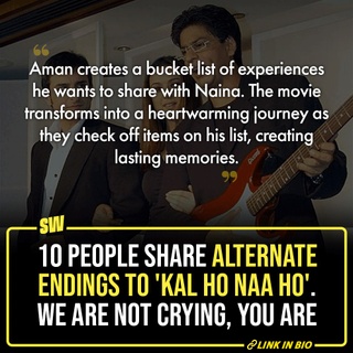 Kal Ho Naa Ho - the movie that made a home in our hearts with its warm characters, brilliant background score and an emotional narrative, two decades ago. Yes, it has been two decades and the movie’s ending still hurts and makes us bawl like a kid. However, what if we could change the lump-in-our-throat climax?

Click the Link in Bio to check out some alternate endings for the iconic movie that are quite intriguing. Just FYI - keep tissues handy!

#SWEditDesk #KalHoNaaHo #SRK #20YearsOfKalHoNaaHo