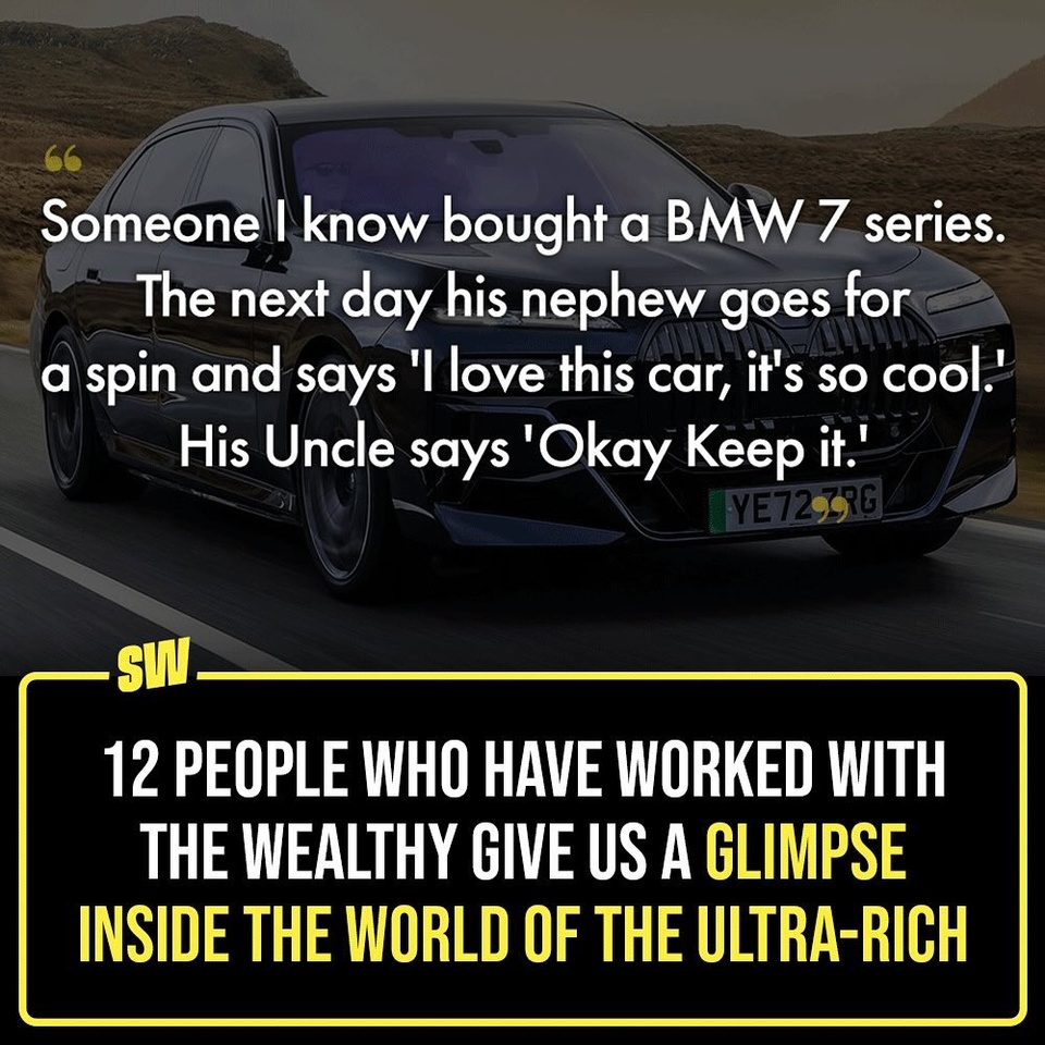 It’s always fascinating to get a peek into the lives of the wealthy. That’s probably why shows such as Succession and The Fall of The House of Usher were so intriguing. 

Well, we have found a Reddit thread where people have shared what they’ve allegedly seen working for the rich. It’ll give you a similar vibe, except it’s much closer to home. 

Once again, take these with a pinch of salt. 

#SWEditDesk #richpeople #richlife