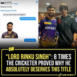 Rinku Singh, who took the entire nation by storm as he slammed five consecutive sixes with five balls, scripted history with his power-packed performance last night.
And, his exceptional game earned him a new moniker – Lord Rinku Singh. 
Now that this terminology has been going viral, here are the times when the cricketer proved how he’s the rightful owner of the ‘lord’ title. Tap the link in our bio to take a look!