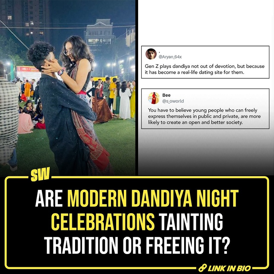 Recently, modern Dandiya dance gatherings have come under fire for disrespecting tradition. Many are especially objecting to people intermingling freely and enjoying themselves - is it really a serious issue, or just a matter of celebrating tradition with basic freedom?

@parulrajwanshi 

#SWEditDesk