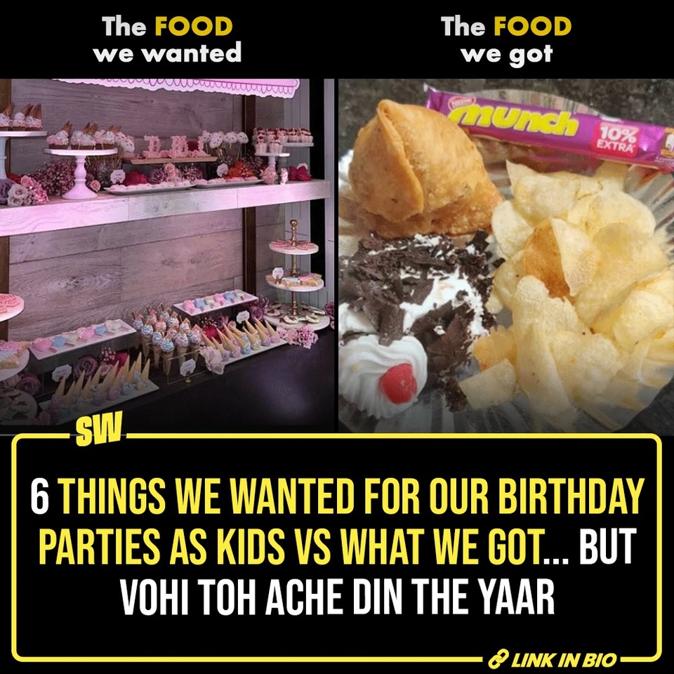 One thing about time is we value it in hindsight. Okay well…umm…no surprise there. Recently, Nick Jonas shared pictures from his and Priyanka Chopra's daughter, Malti Marie Chopra Jonas, second birthday party. To be honest, those pictures are simply ethereal.

They're everything that many among us, as kids, would have dreamed of - a big bash with a fancy-ass cake, grand decor, lots and lots of balloons, limitless gifts, and literally all our classmates. You know, the likes of parties Kardashians throw for their kids. And not to take away from them, but, in retrospect, I've come to realise that our parties were freakin awesome, as annoying as playing musical chair in the name of games may have appeared to us at the moment.

So today, we looked back at things we REALLY wanted on our birthday vs what we got, only to realise we'd do anything to go back to that era.

Click the Link in Bio to take a trip down the memory lane and unlock all the nostalgia.

#SWEditDesk #BirthdayParty #NickJonas #PriyankaChopra #maltimariejonas 

✍: @sabharwalvas