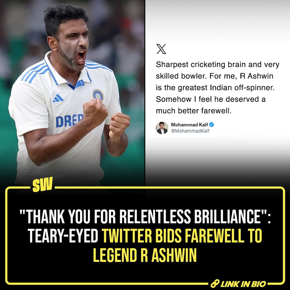 We often fail to give greatness its fair share of recognition when it’s around. It’s only after some greats decide to leave the game, we realise what we have truly lost. A similar mood is being felt all over the country today after Ravichandran Ashwin announced his retirement from international cricket. Make no mistake, Ashwin was always loved and revered by Indians. But the staggering numbers from his career appearing on Instagram one after another make us realise what we will miss. Here’s a compilation of how Netizens reacted to the international retirement of one of the modern cricketing greats.

@soumyasekhardas

[  Ravichandran Ashwin , Retirement , Cricket , India , Ind vs Aus, BGT ]

#SWEditDesk