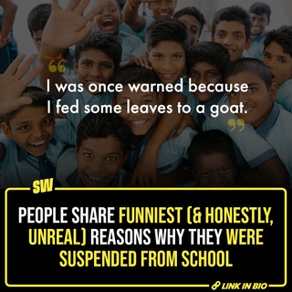 Getting suspended from school is usually no laughing matter, but every so often, some of the students find themselves in trouble for a reason too hilarious. Recently, Reddit users shared their funniest and most unreal stories of being suspended from the school. Some of them even made us go, “You’ve got to be kidding me!”. These are fantastic stories for a good laugh, so tap the link in the bio to read!

@notsopreet

[Reddit, Suspension, School memories]

#SWEditDesk