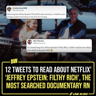 As you may have seen, a recent reveal of the list of guests on Jeffery Epstein’s private island has left the world shaken. According to the list, many guests include the biggest Hollywood celebrities and renowned names of our time. The former financier and registered sex offender was found dead in  Metropolitan Correctional Center in New York City, in 2019 which resulted in the charges against him being dropped.

But a recent development has occurred where court documents including names of Epstein’s known associates are being unsealed, shedding light on the scale of his network.The network that propagated and furthered his underage sex trafficking agenda. If you’re looking to learn more about this massive exposé then the Netflix documentary about him; Jeffrey Epstein: Filthy Rich is a good place to start. 

Though it released back in 2020, it is currently the most searched documentary online. So we’ve curated some impactful tweets surrounding it so that you can make a more informed decision regarding your dive into the topic.

Click the Link in Bio to check out some tweets. 

#SWEditDesk #jefferyepstein #netflix

✍️: @quaintharshita