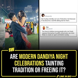 Recently, modern Dandiya dance gatherings have come under fire for disrespecting tradition. Many are especially objecting to people intermingling freely and enjoying themselves - is it really a serious issue, or just a matter of celebrating tradition with basic freedom?

@parulrajwanshi 

#SWEditDesk