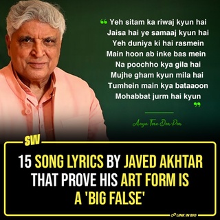 The thing is that someone from the ‘Animal‘ team finds Javed Akhtar’s art form a ‘big false’. The thing is, we agree. So what, the legendary screenwriter and lyricist co-wrote Sholay (1975), or Deewar (1975), or Zanjeer (1973), or albums like Swades (2004) or Veer-Zaara (2004), to name a very few? So what, some of his lyrics add meaning to life? Nothing’s more supreme than Vanga’s film universe and his struggling love-hungry alpha-men.

By now, you must’ve figured we’re kinda obsessed with talking about Animal. And the team, in their quest for validation, keeps giving us reason to continue our good work. So, we thought today would be the best to see how Javed Akhtar’s art form is a big false…

Click the Link in Bio to check out some of his ‘big false’ works. 

#SWEditDesk #Animal #JavedAkhtar #sandeepreddyvanga