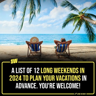 That miraculous Wednesday, when you realise you’re approaching the long weekend, is perhaps the only best moment of corporate life. And now that we’re approaching the new year, consider it ‘good beginnings‘ when we tell you that 2024 has its fair share of long weekends.

Click the Link in Bio to check out 12 long weekends from 2024 that would be the perfect time to go on a vacation. And thank us later. 

#SWEditDesk #LongWeekend #vacation #holidays2024