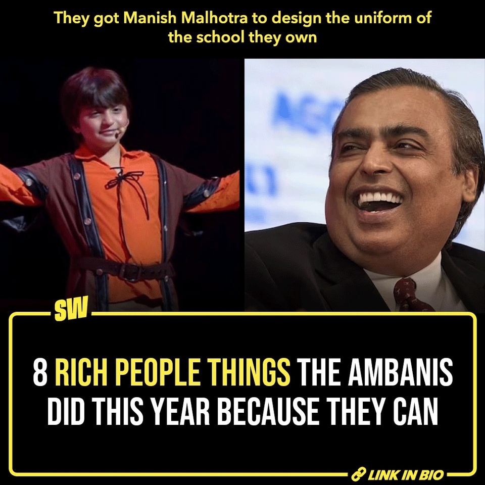The Ambani family is like a genre in itself, at this point. They do things that we can only imagine them doing, but it all makes sense to us, still. It’s almost as if we’re used to the ‘richness’ through them. The taste of money may not be something that we understand, but when Ambanis organize an event or buy something super expensive, we get it. These ‘rich people things’ are mostly a realization of how we lack so much money. Click the link in the bio for the round-up of all the things that they managed to do in 2023. Things that only they can do. 

#SWEditDesk