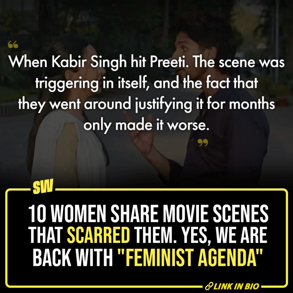 For years, women have been screaming at the top of their lungs about the fact that Bollywood films are misogynistic. This has been a discussion for a long time but things are changing at snail’s pace. There are scenes which portray women poorly and it’s simply appalling to see the makers show everything from casual sexism, violence, to even sexual assault. We asked 10 women to reveal Bollywood scenes that have scarred them and there is a pattern at play here. Click the link in the bio to read their answers.

#SWEditDesk #AnimalTrailer