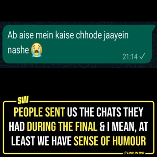 Everyone has been feeling a lot of feelings today with the India vs Australia World Cup 2023 final. No big match is easy but this one was particularly hard. Anyway, it’s over and another generation of young kids are going to be sad about it like we have been since 2003. While the loss is going to take a while to get over, at least we have a sense of humour going by the chats that some people sent to us. Enjoy (read: empathize). Click the link the bio to read them.

#SWEditDesk #WorldCupFinal #IndVsAus