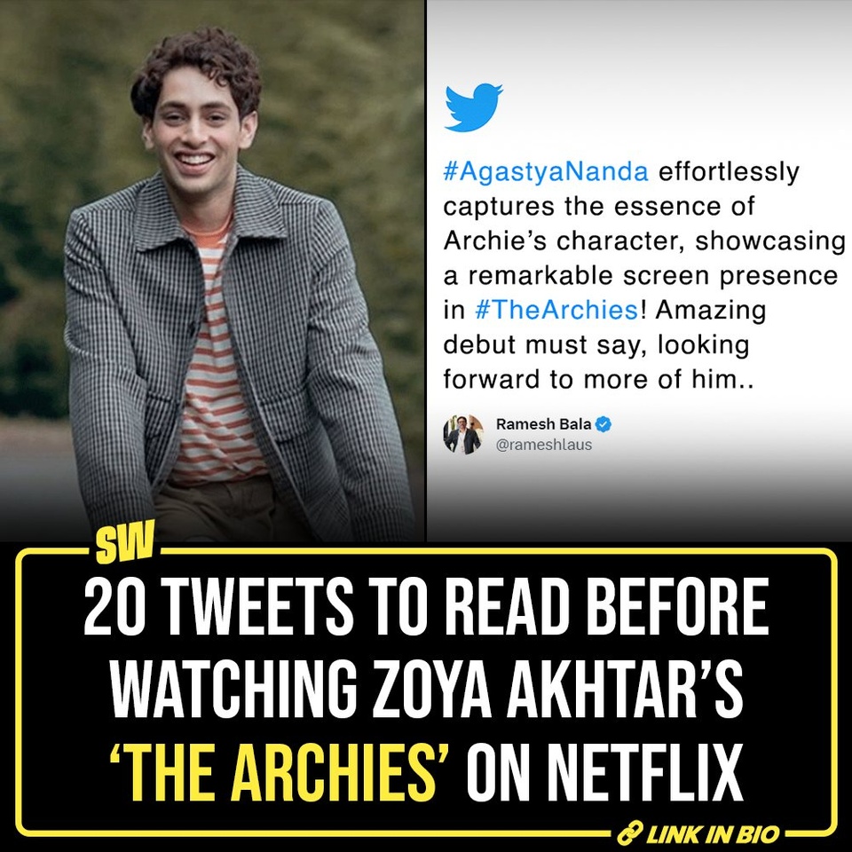 Archies, the coming-of-age musical revolves around the lives of seven friends: Archie, Betty, Veronica, Jughead, Reggie, Ethel and Dilton, and how the gang saves their little town, Riverdale.

The show marks the debut of Suhana Khan, Agastya Nanda and Khushi Kapoor. Apart from the main cast, Koel Purie, Santana Roach, Tara Sharma Saluja and Delnaaz Irani will also be seen in the movie. Click the link in the bio to read what people are saying about the new release.

#SWEditDesk #Animal #AnimalMovie #RanbirKapoor