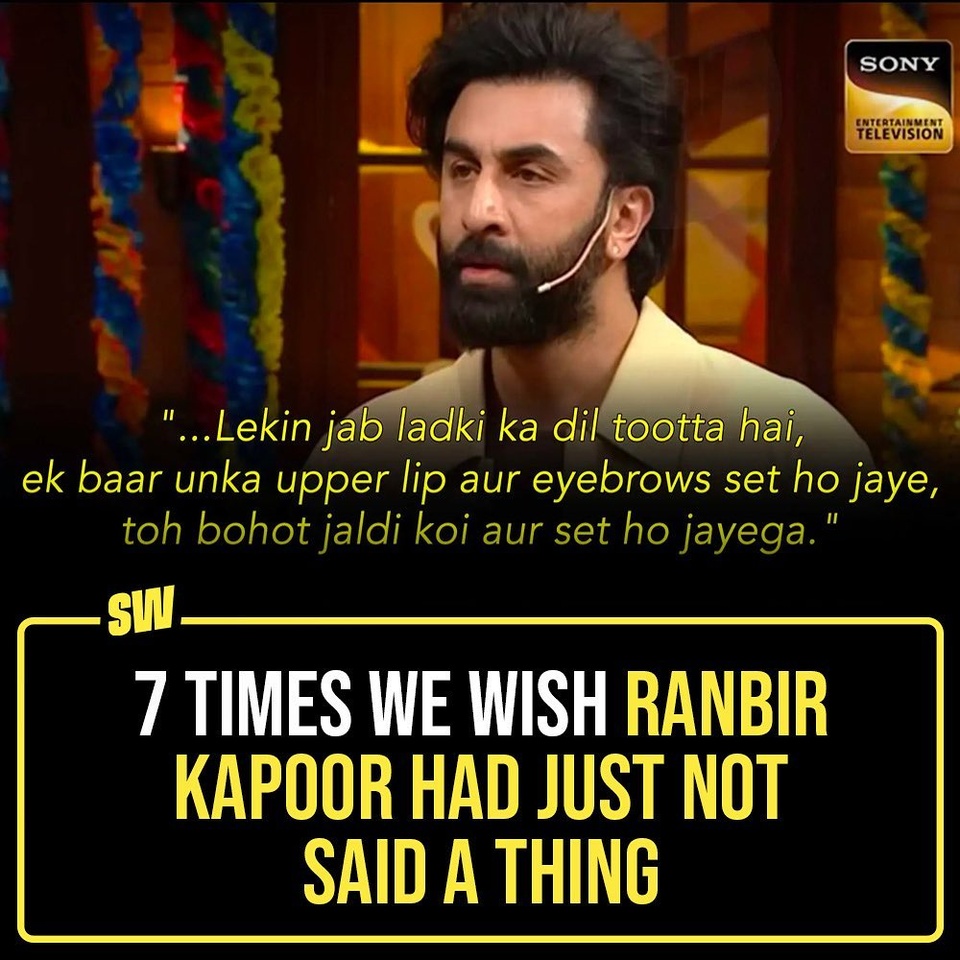 “I do have a bad sense of humour and sometimes it falls flat on my own face,” Ranbir Kapoor once said at a press conference of Brahmastra in Chennai. And I second that. Ranbir keeps getting himself into trouble for making tone-deaf statements in public spheres. Be it giving solicited opinions on heartbreaks, mansplaining his co-star, or fat-shaming his wife.

Head to the link in bio to read more.