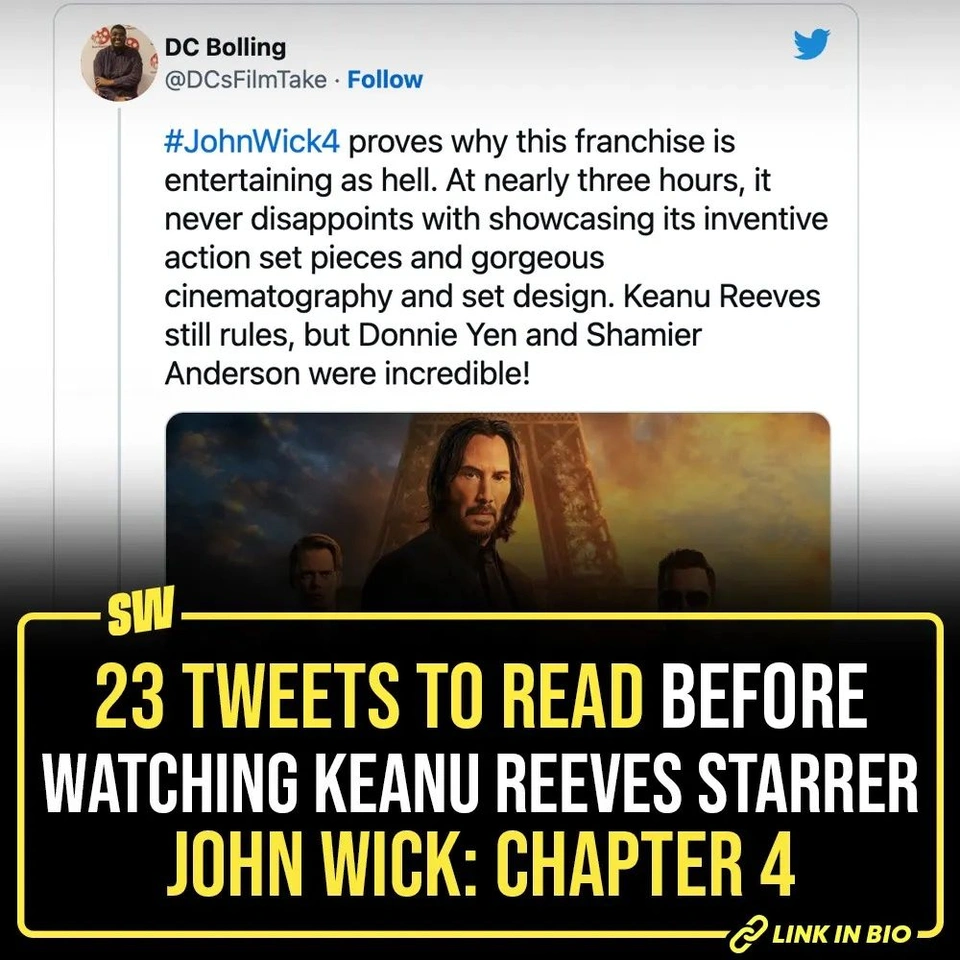 The man is back and he has destroyed all his competition and how! We're talking about Keanu Reeves and his latest movie John Wick: Chapter 4. By the end of its opening weekend, it has already earned ₹1,126 crores at the global box office. So, if you haven’t watched it yet, you definitely should. And if you need any more reason than Keanu Reeves, Tap the link in our bio to read a few tweets that’ll nudge you in the right direction.